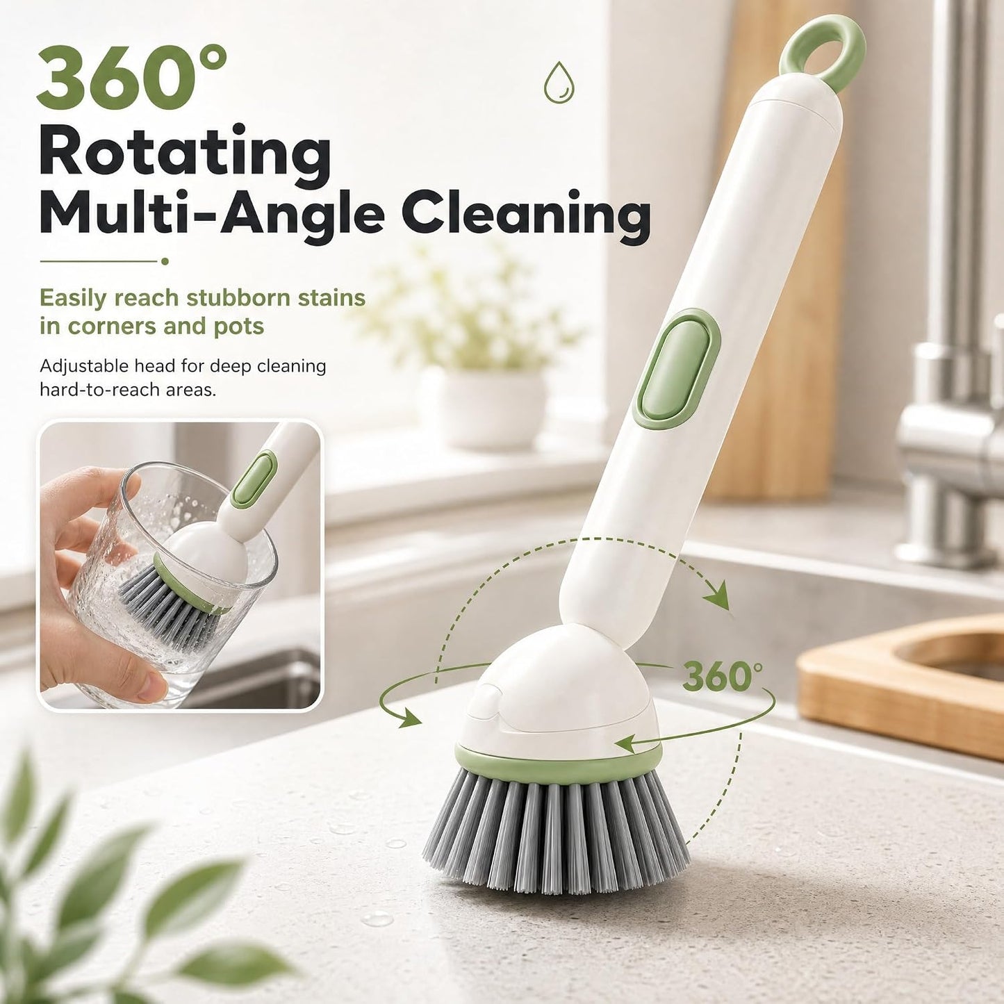 Rotating Dish Brush With Soap Dispenser