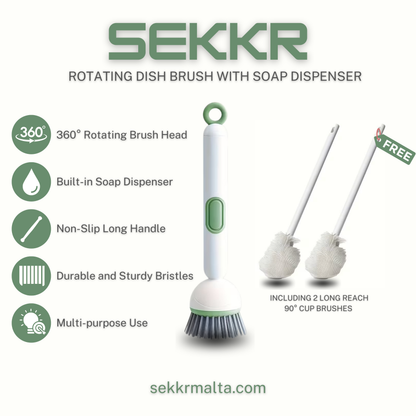 Rotating Dish Brush With Soap Dispenser